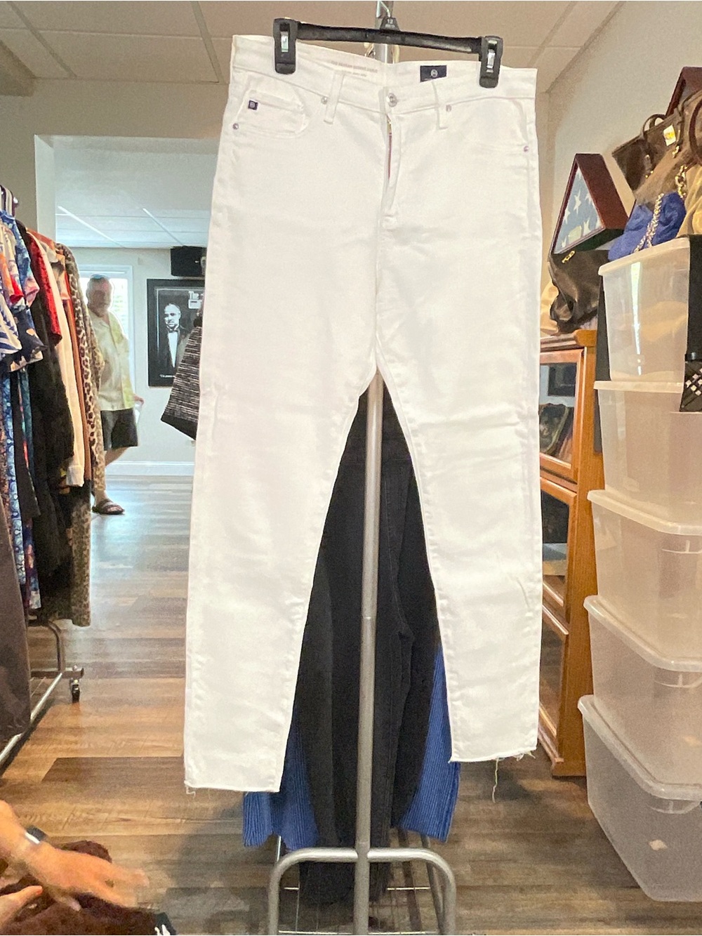 Ag Adriano Goldschmied Women's White Cropped Slim Jeans